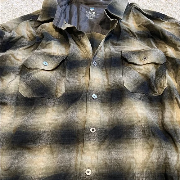 Kuhl Men's Casual Button Down Shirt - Black and Tan Plaid - Picture 3 of 4